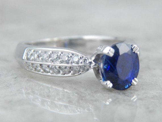 Fine Sapphire Engagement Ring with Diamond Accents