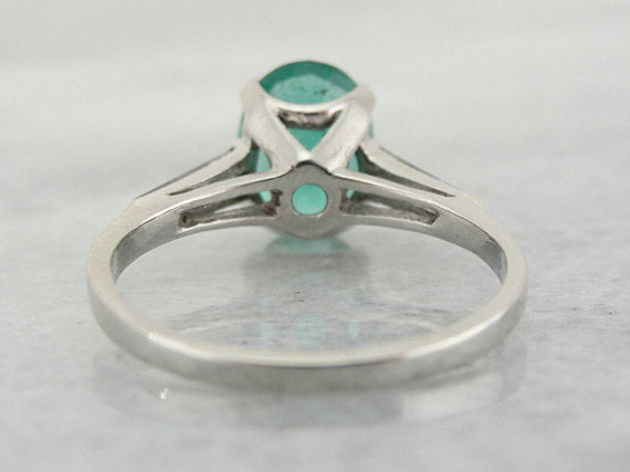 Emerald and Diamond Platinum Ring