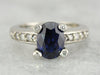 Cobalt Blue Ceylon Sapphire and Diamond Engagement Ring