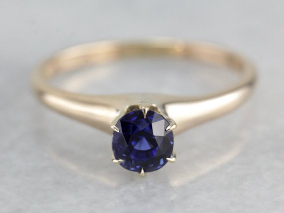 Deep Blue Classic Sapphire Solitaire Engagement Ring