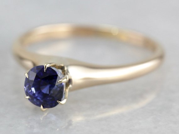 Deep Blue Classic Sapphire Solitaire Engagement Ring