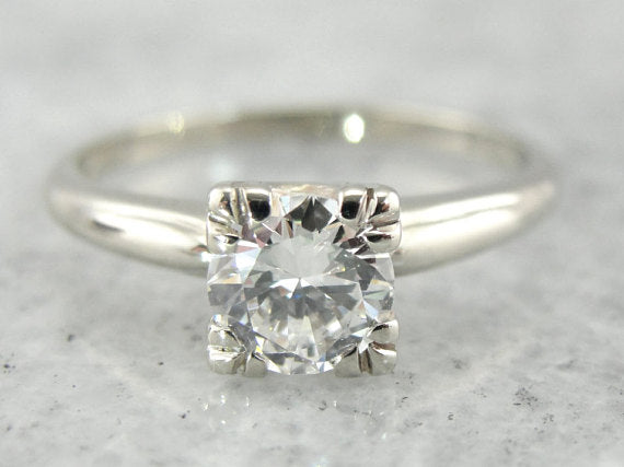 Retro Era Vintage Diamond Solitaire Engagement Ring