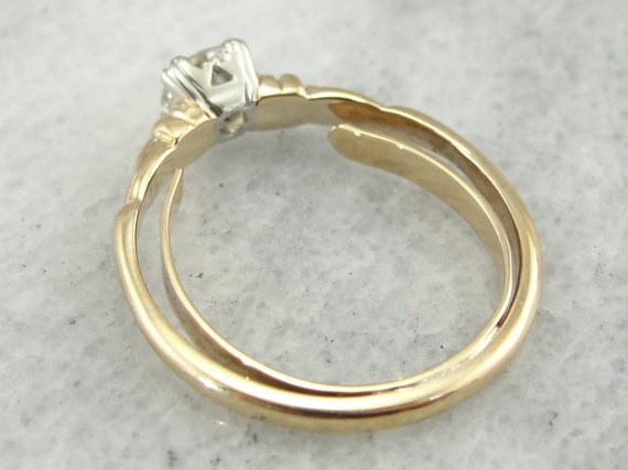 1950's Decorative Solitaire Diamond Engagement Ring