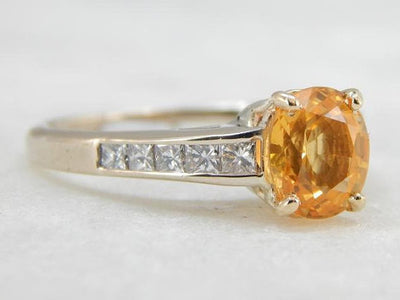 Gorgeous Gold Ceylon Sapphire and Urban Style Diamond Ring