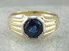 Green Gold and Blue Sapphire High Society Men's Ring