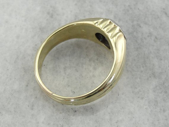 Green Gold and Blue Sapphire High Society Men's Ring