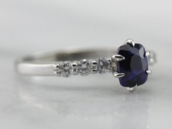Navy Engagement, Sapphire and Diamond Engagement Ring