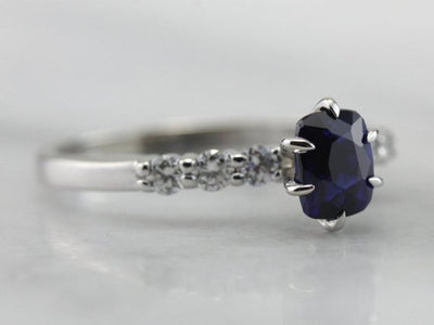 Navy Engagement, Sapphire and Diamond Engagement Ring