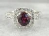 Pink Sapphire Halo Engagement Ring with Hidden Filigree