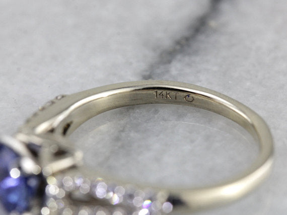 Contemporary Sapphire and Diamond Engagement Ring