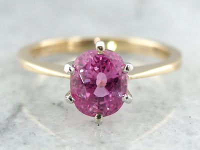 Pink Sapphire in Vintage Solitaire Mounting, Engagement Ring