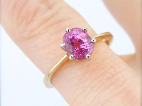 Pink Sapphire in Vintage Solitaire Mounting, Engagement Ring