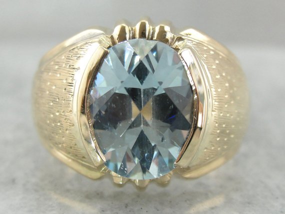 Textured Men's Blue Topaz Ring