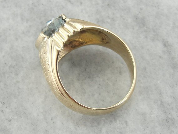 Textured Men's Blue Topaz Ring