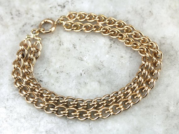 Gold Double Link Charm Bracelet