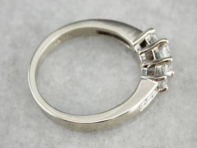Classic Three Diamond White Gold Engagement Ring