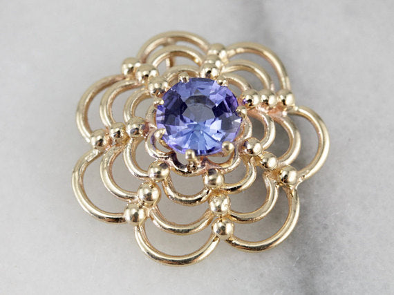 Vintage Tanzanite Gold Web Pendant