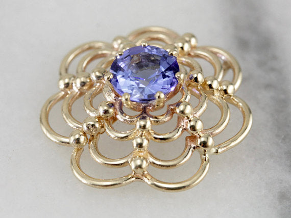 Vintage Tanzanite Gold Web Pendant