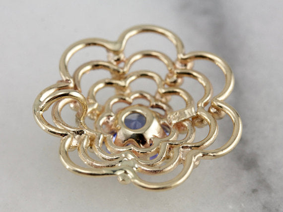 Vintage Tanzanite Gold Web Pendant