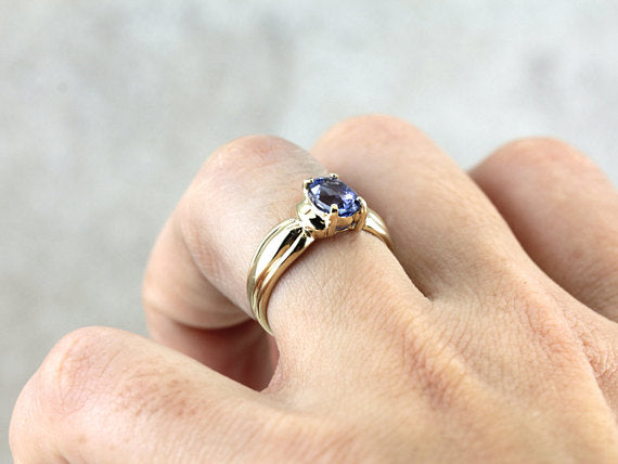 Modern Natural Light Blue Sapphire Solitaire
