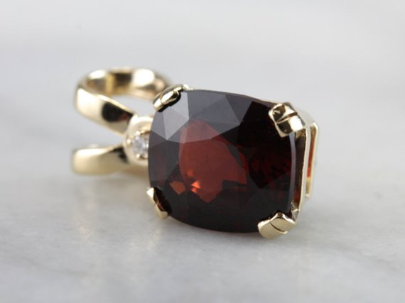 Urbanist: Contemporary Pyrope Garnet and Diamond Pendant