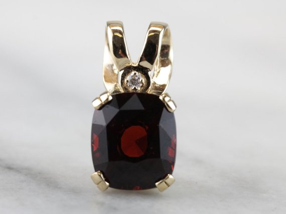 Urbanist: Contemporary Pyrope Garnet and Diamond Pendant