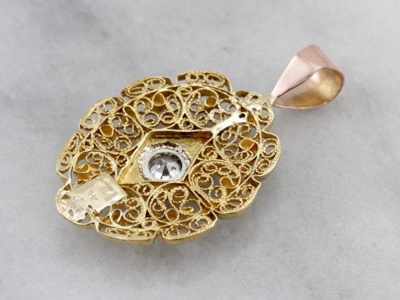 Vintage Diamond Filigree Pendant