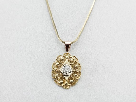 Vintage Diamond Filigree Pendant