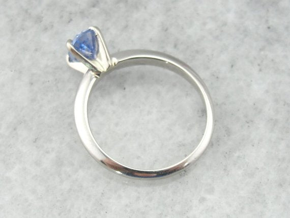 Solitaire Sapphire and Platinum Engagement Ring