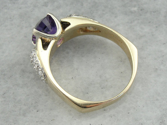 Our Finest Plum Sapphire, European Style Statement Ring with Diamond A