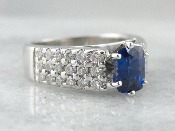 Luxurious Sapphire, Platinum and Diamond Ring