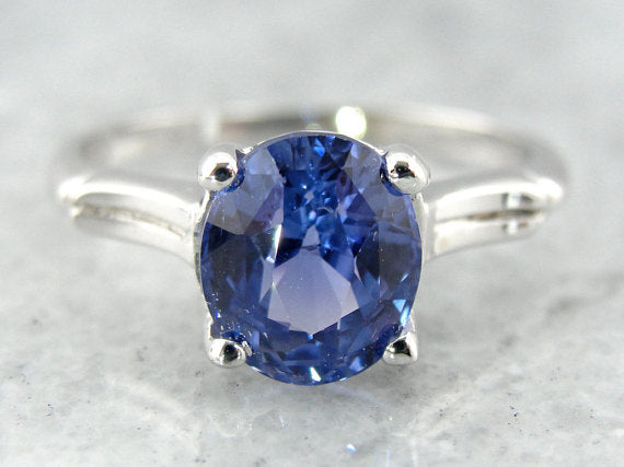 Benchmark Quality Ceylon Sapphire, Vintage White Gold Engagement Ring