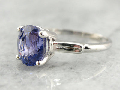 Benchmark Quality Ceylon Sapphire, Vintage White Gold Engagement Ring