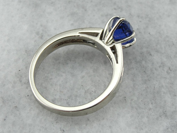 Outstanding Blue Sapphire and Diamond Engagement Ring