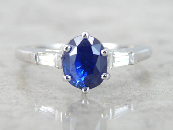 Azure Ceylon Sapphire in Gleaming White Gold and Diamond Mounting