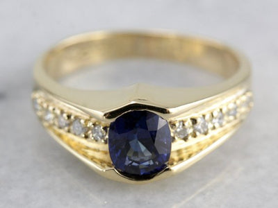 Benchmark Quality Blue Sapphire Diamond Ring