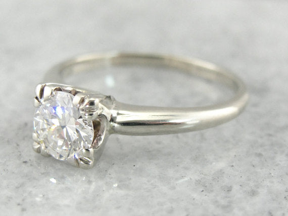 Retro Era Vintage Diamond Solitaire Engagement Ring