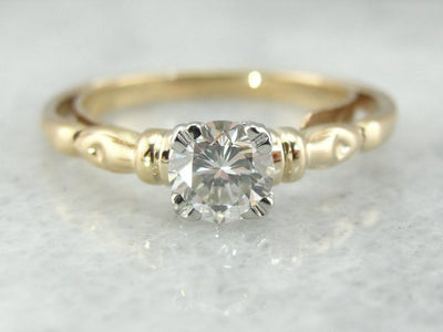 1950's Decorative Solitaire Diamond Engagement Ring