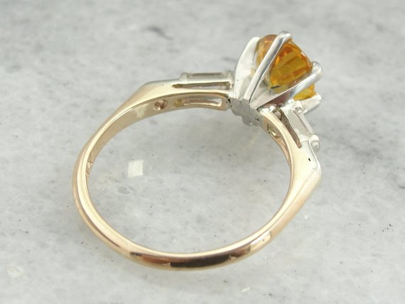 Golden Sapphire Diamond Engagement Ring