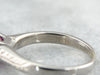 Fuchsia Pink Sapphire and Minimalist White Gold Engagement Ring