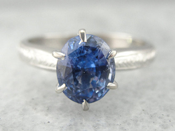 Blue Ceylon Sapphire, Classic Engagement Ring Solitaire