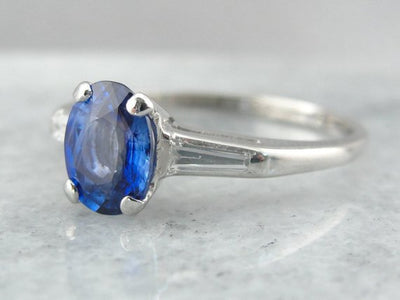 Refined Platinum, Sapphire and Diamond Engagement Ring