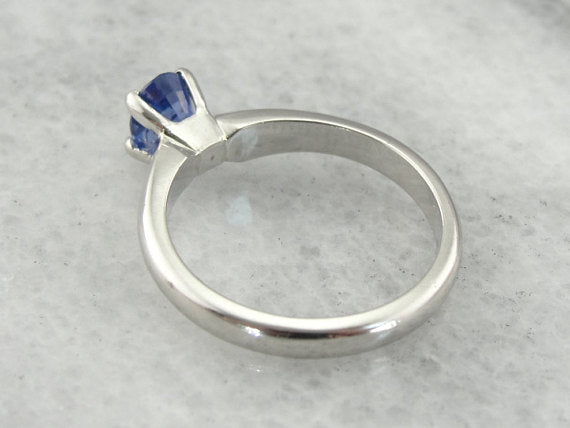 Exceptional Cobalt Blue Ceylon Sapphire in a Traditional Platinum Engagement Ring, Benchmark Quality Stone