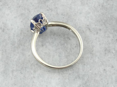 Cornflower Blue Sapphire Solitaire Engagement Ring