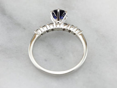 Navy Engagement, Sapphire and Diamond Engagement Ring