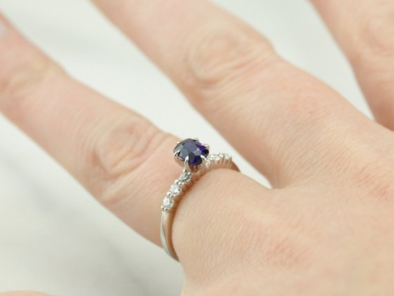 Navy Engagement, Sapphire and Diamond Engagement Ring