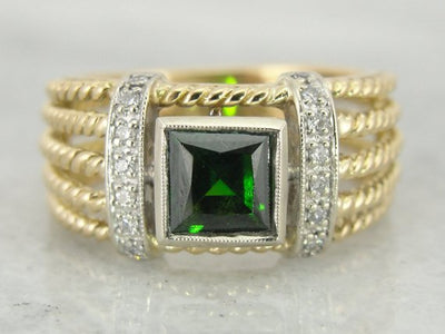 Bright Green Demantoid Garnet Ring