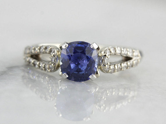 Contemporary Sapphire and Diamond Engagement Ring