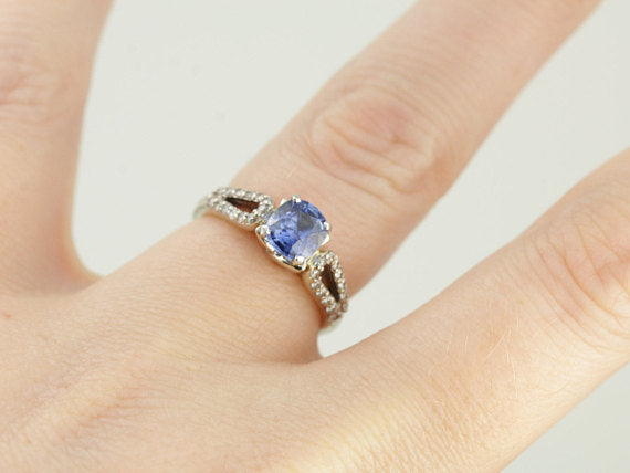 Contemporary Sapphire and Diamond Engagement Ring