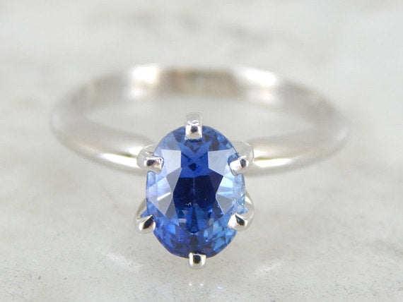 Stunning Oval Sapphire Solitaire Engagement Ring